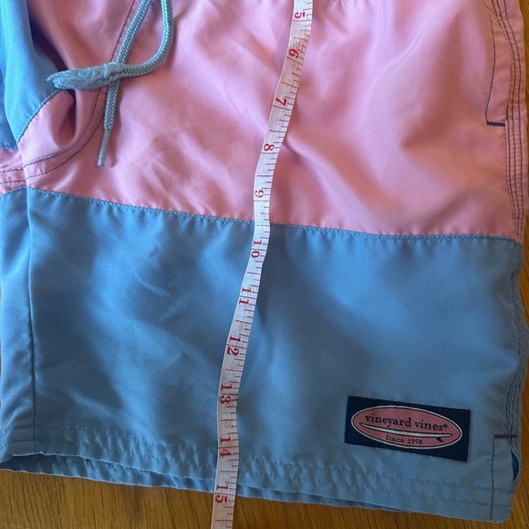 Vineyard Vines Colorblock Swim Trunks - Pink/Sky/Blue - Boy’s Size: Small (8-10) - Picture 6 of 7